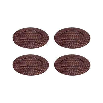Set Of Four 33cm Dia Pandanus Brown Charger Plates - Image 1