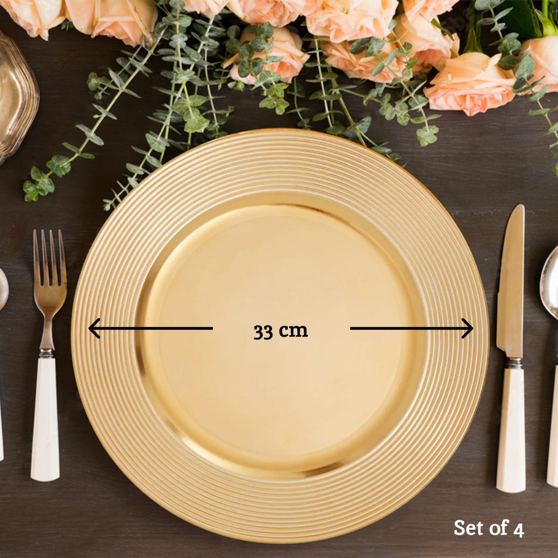 Dia Gold Ribbed Charger Plate