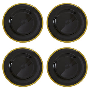 Set of Four Ida 33cm Dia Black Glass Charger Plates