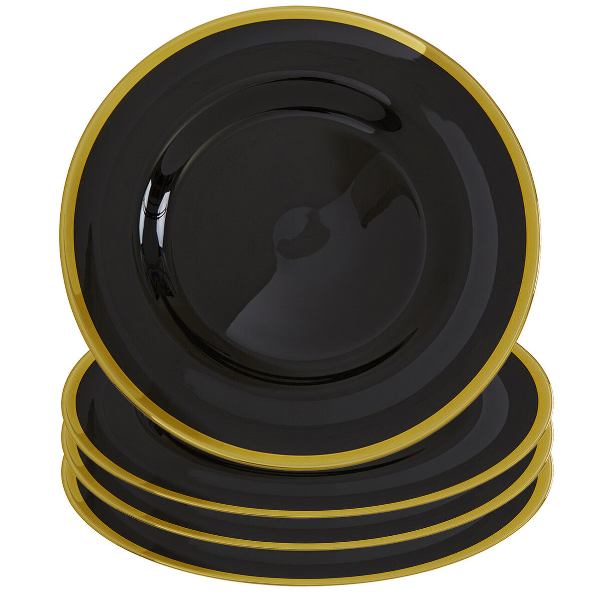 Set of Four Ida 33cm Dia Black Glass Charger Plates