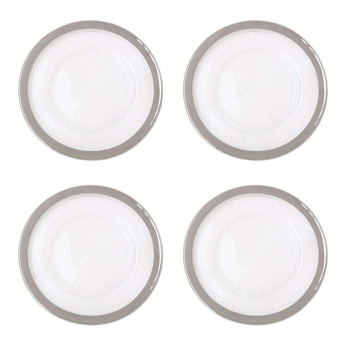 Ida Set of Four 33cm Dia Embossed Charger Plates with Silver Rim