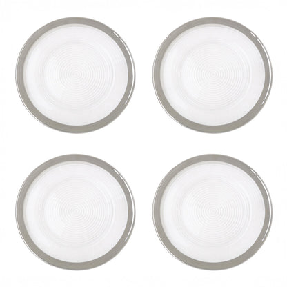 Ida Set of Four 33cm Dia Embossed Charger Plates with Silver Rim
