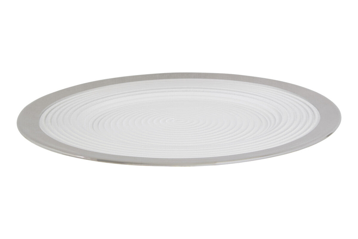 Ida Set of Four 33cm Dia Embossed Charger Plates with Silver Rim