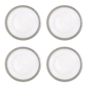 Ida Set of Four 33cm Dia Embossed Charger Plates with Silver Rim