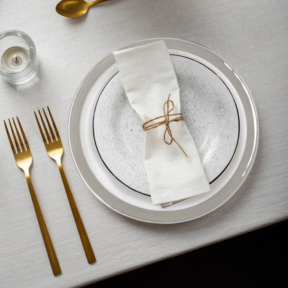 Ida Set of Four 33cm Dia Embossed Charger Plates with Silver Rim