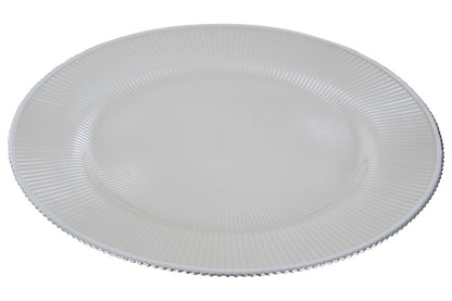 Set of Four Ida 33cm Dia Embossed White Glass Charger Plates