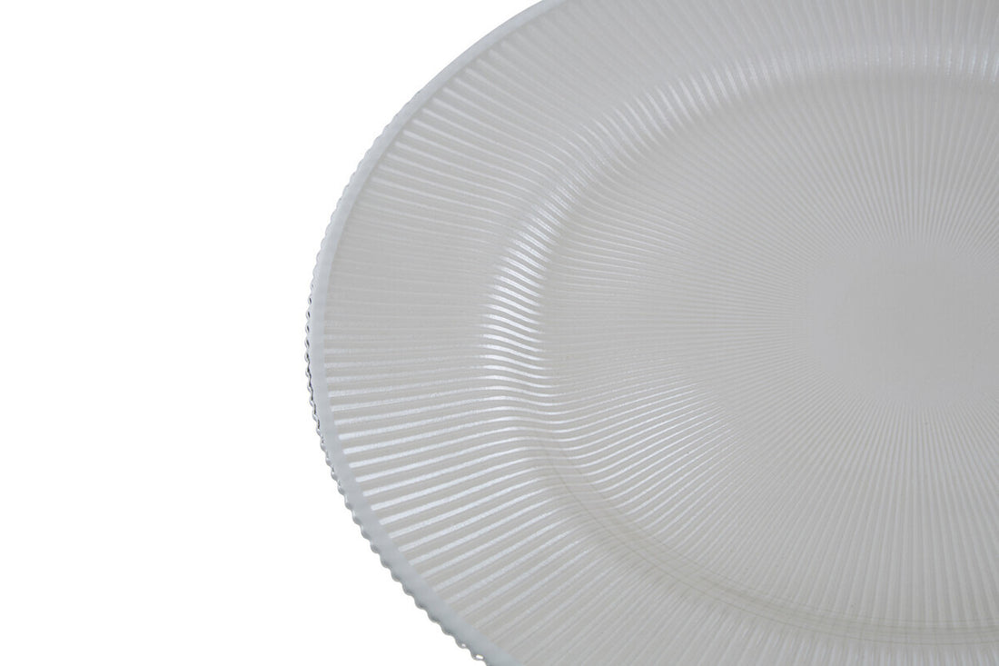 Set of Four Ida 33cm Dia Embossed White Glass Charger Plates - Image 6