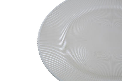 Set of Four Ida 33cm Dia Embossed White Glass Charger Plates