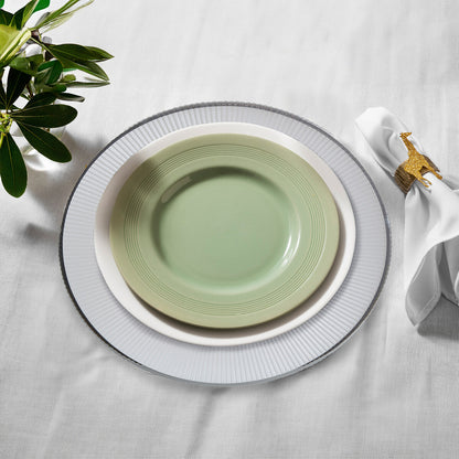 Set of Four Ida 33cm Dia Embossed White Glass Charger Plates