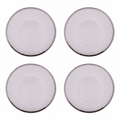 Ida Set of Four 33cm Dia Plain Charger Plates with Silver Rims