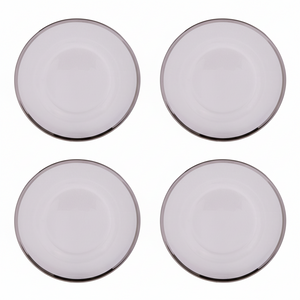 Ida Set of Four 33cm Dia Plain Charger Plates with Silver Rims