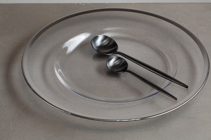 Ida Set of Four 33cm Dia Plain Charger Plates with Silver Rims