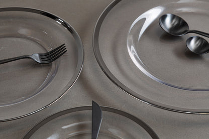 Ida Set of Four 33cm Dia Plain Charger Plates with Silver Rims