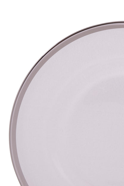 Ida Set of Four 33cm Dia Plain Charger Plates with Silver Rims