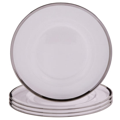 Ida Set of Four 33cm Dia Plain Charger Plates with Silver Rims
