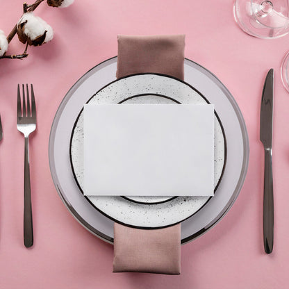 Ida Set of Four 33cm Dia Plain Charger Plates with Silver Rims