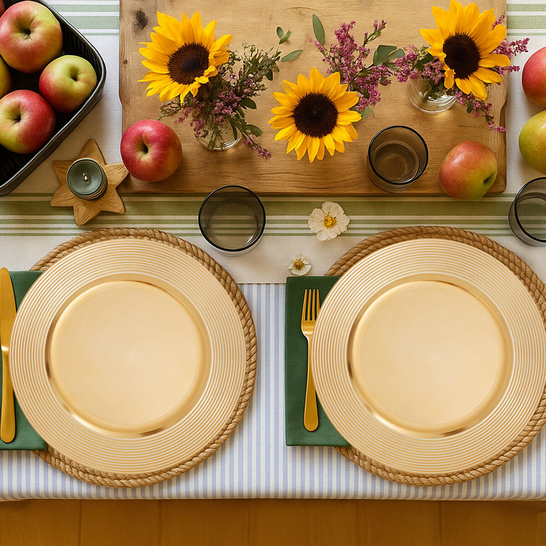 Dia Gold Charger Plate With Ribbed Rim