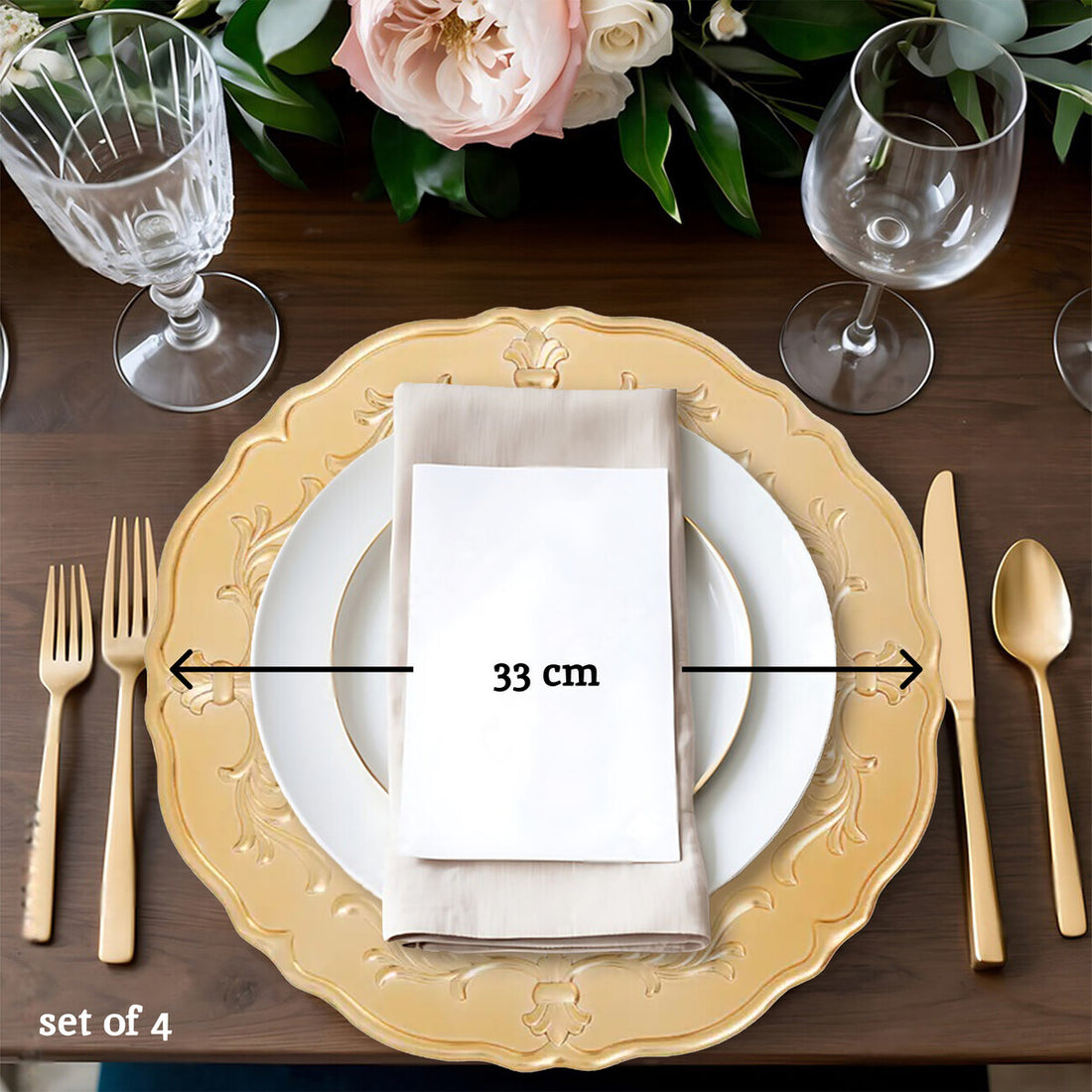 Dia Gold Finish Baroque Charger Plate