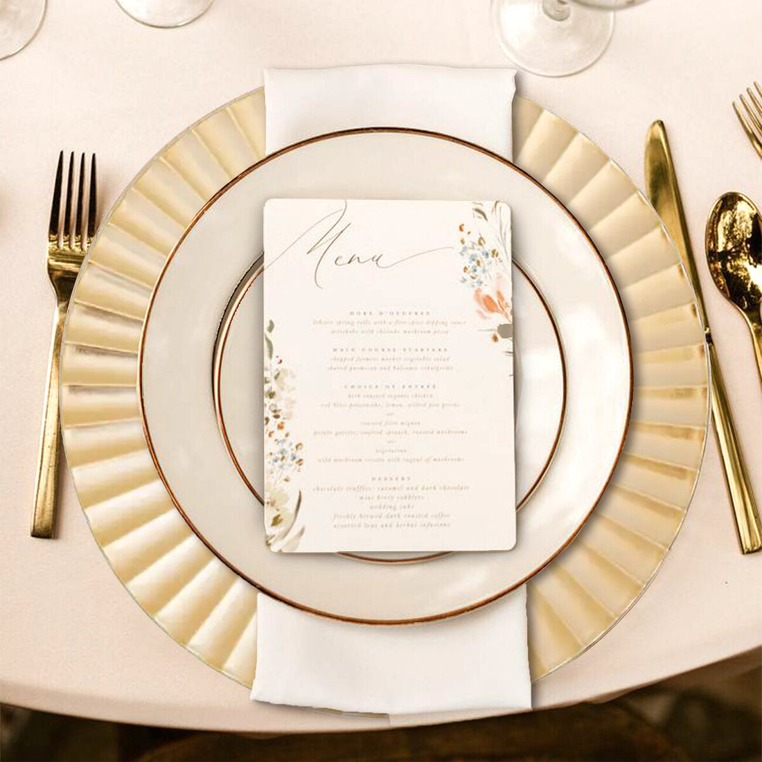 Dia Gold Finish Wave Rim Charger Plate