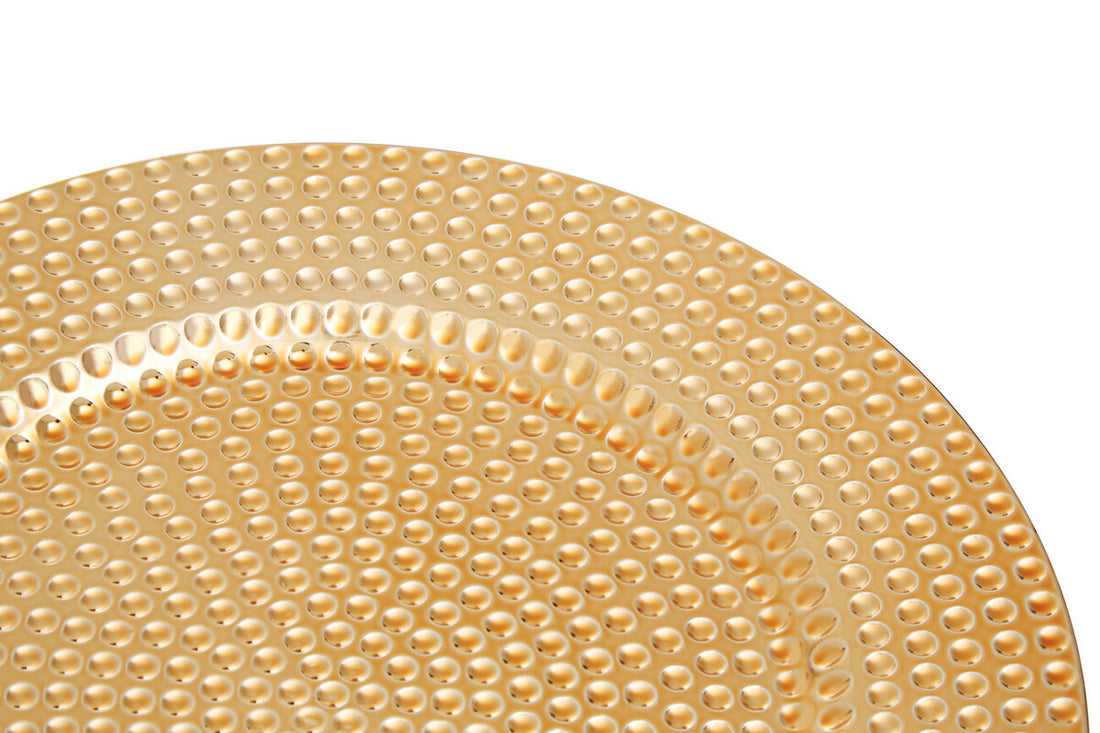 Set of Four 33cm Dia Gold Finish Hammered Charger Plates - Image 6
