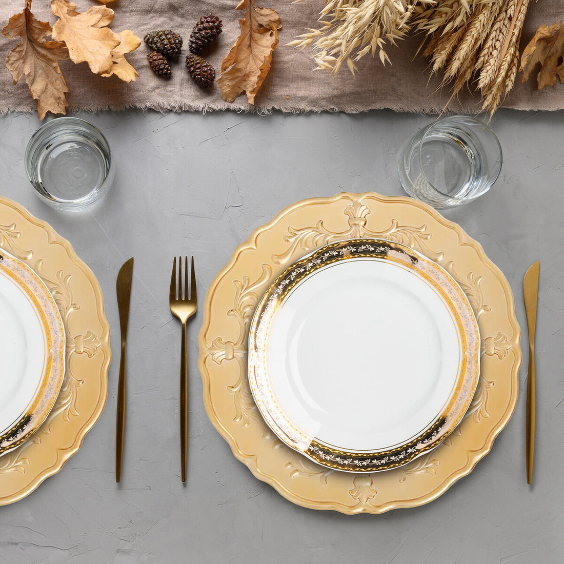 Set of Four 33cm Dia Gold Finish Baroque Charger Plates - Image 3