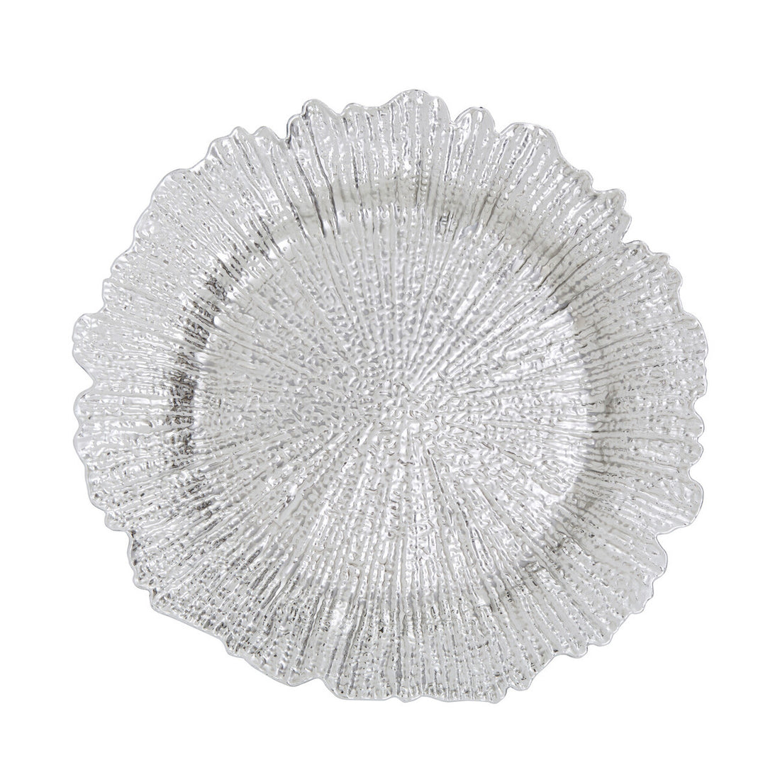 Set of Four 33cm Dia Silver Finish Reef Charger Plates