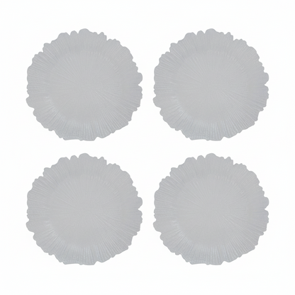 Set of Four 33cm Dia White Reef Charger Plates
