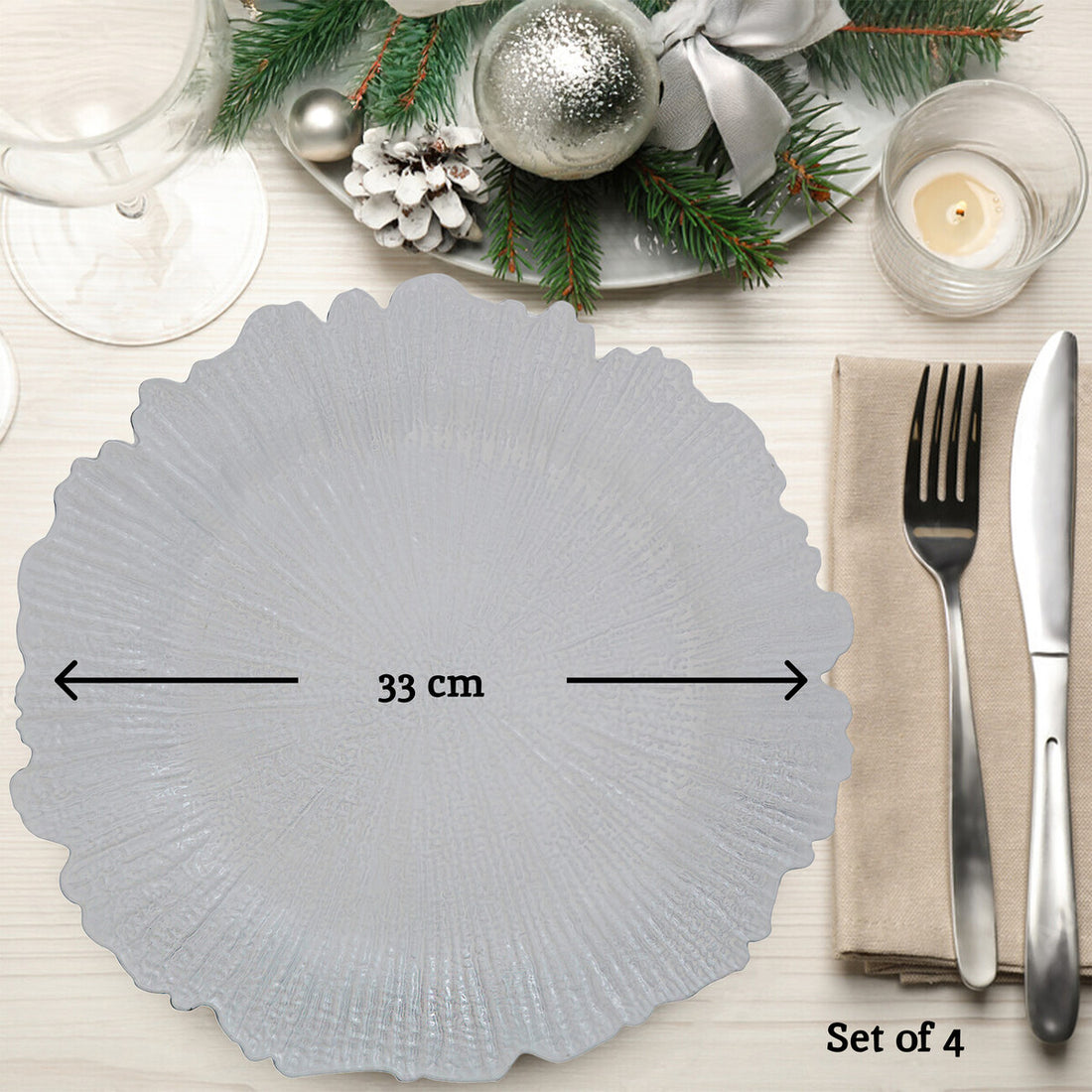 Set of Four 33cm Dia White Reef Charger Plates - Image 6