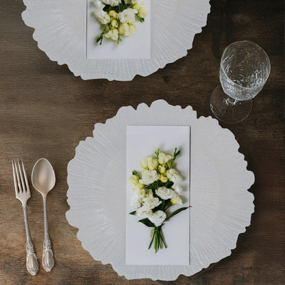 Set of Four 33cm Dia White Reef Charger Plates