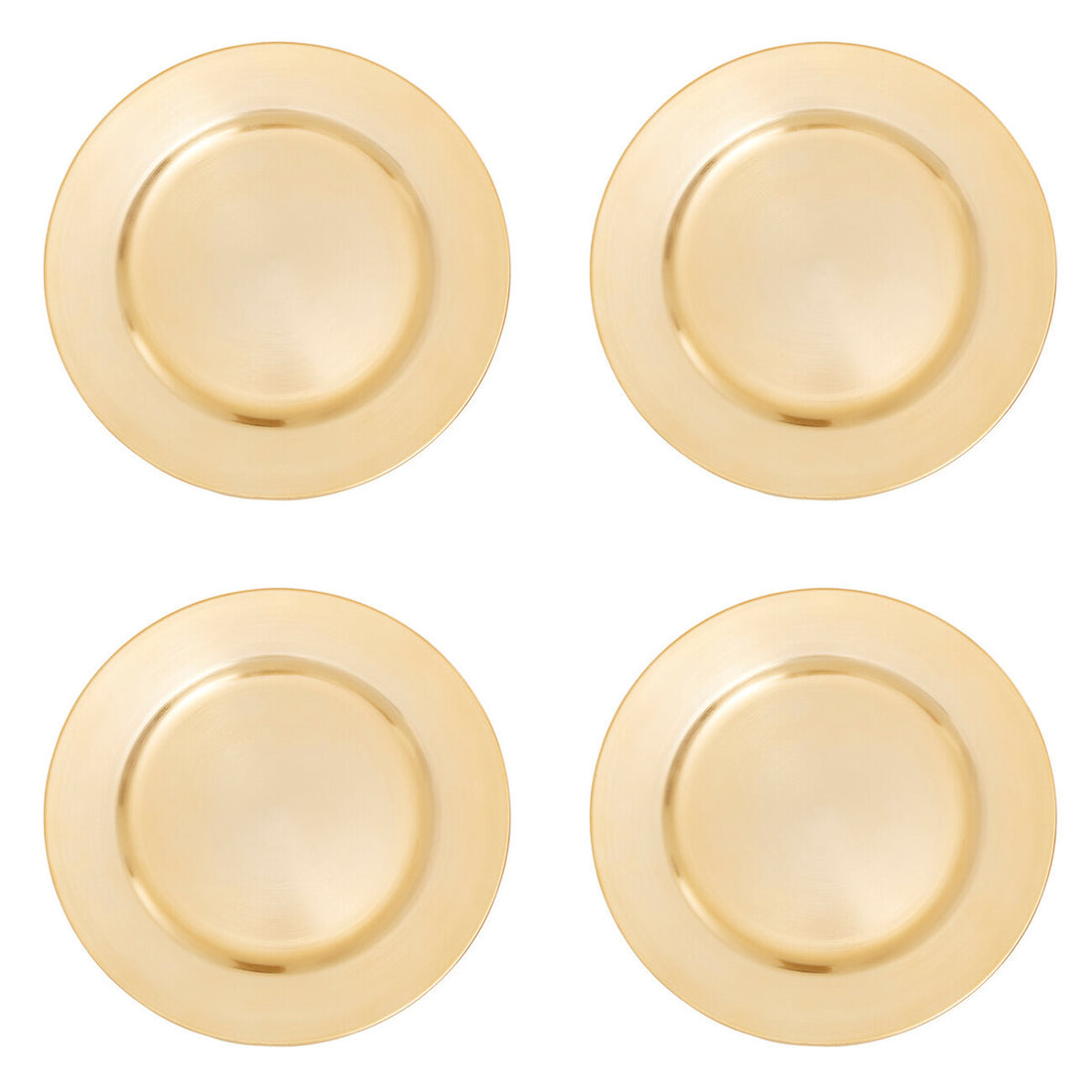 Set of Four 33cm Dia Gold Finish Flat Style Charger Plates