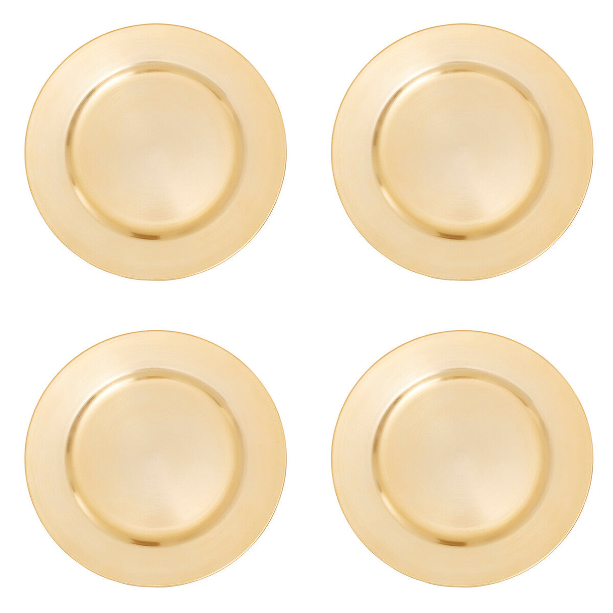 Set of Four 33cm Dia Gold Finish Flat Style Charger Plates
