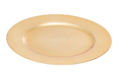 Set of Four 33cm Dia Gold Finish Flat Style Charger Plates