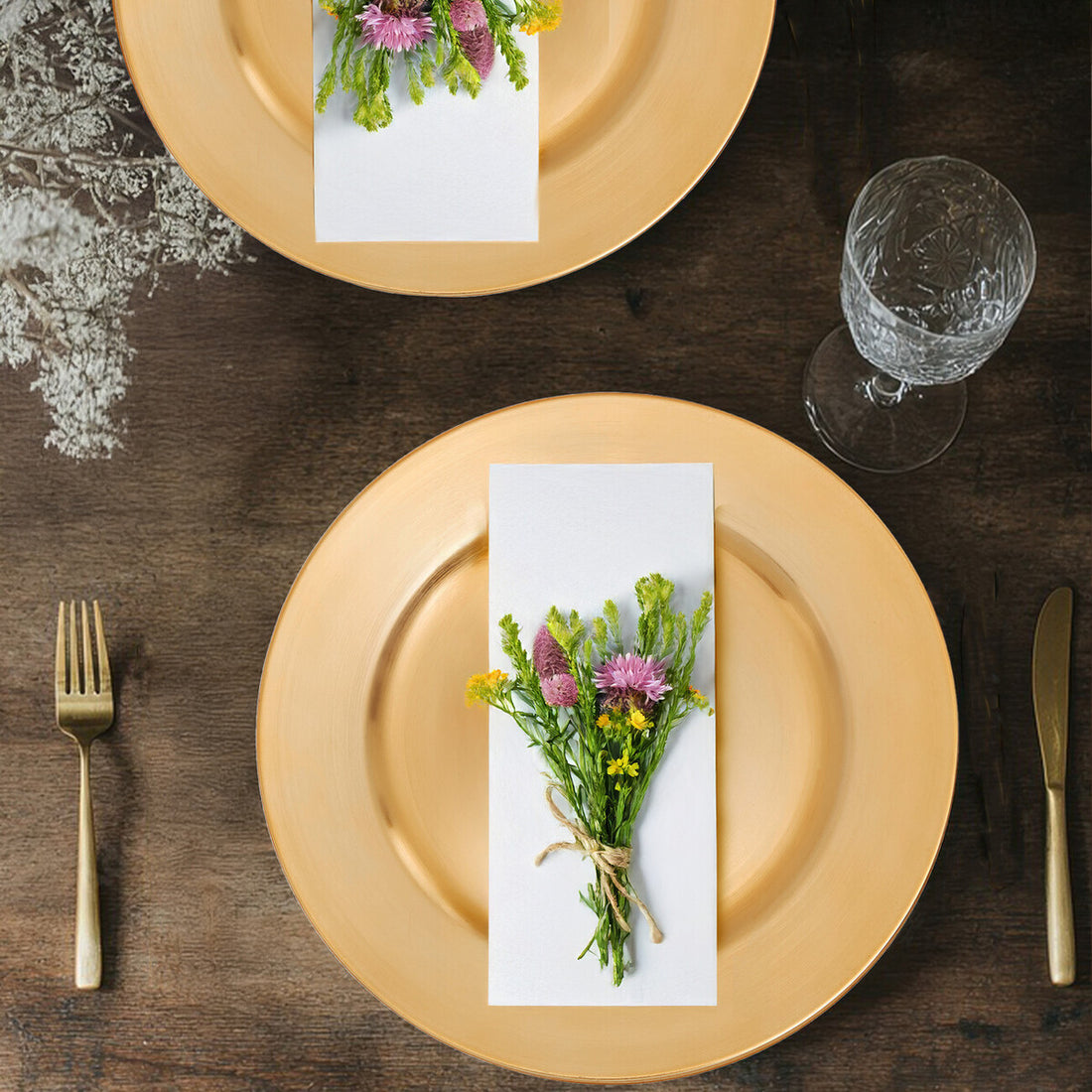 Set of Four 33cm Dia Gold Finish Flat Style Charger Plates - Image 4