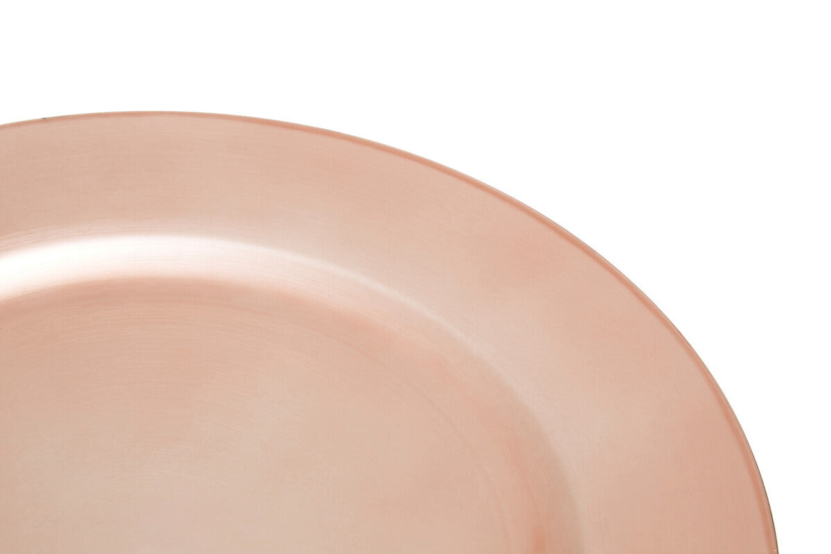 Set of Four 33cm Dia Rose Gold Flat Style Charger Plates