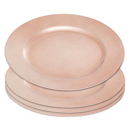 Set of Four 33cm Dia Rose Gold Flat Style Charger Plates
