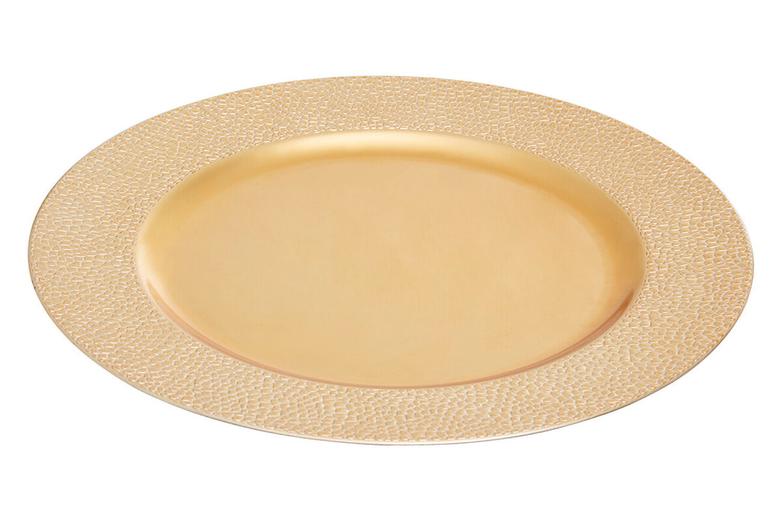Set of Four 33cm Dia Gold Finish Pebble Effect Charger Plates - Image 6