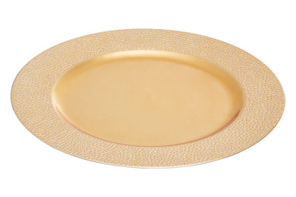 Set of Four 33cm Dia Gold Finish Pebble Effect Charger Plates