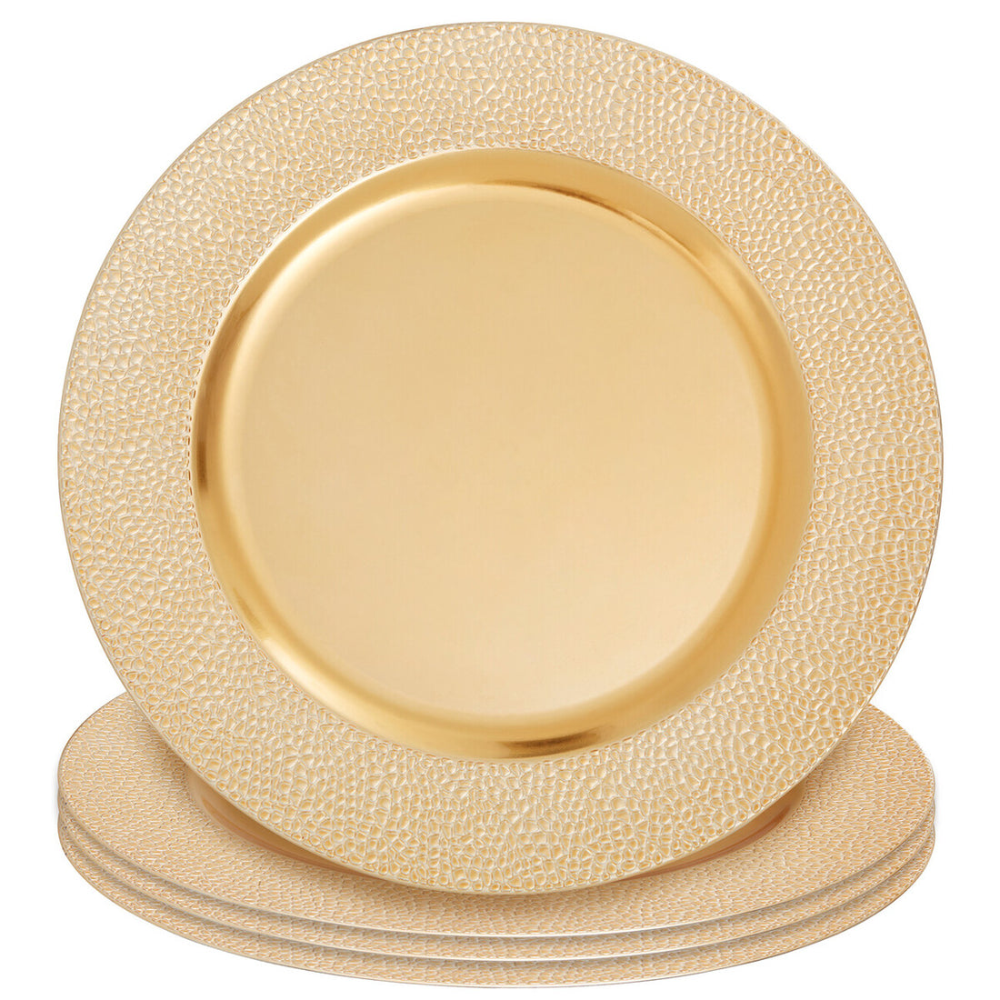 Set of Four 33cm Dia Gold Finish Pebble Effect Charger Plates - Image 7