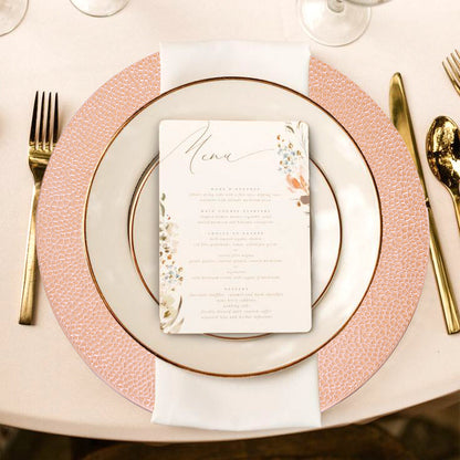 Set of Four 33cm Dia Rose Gold Pebble Effect Charger Plates