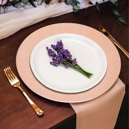 Set of Four 33cm Dia Rose Gold Pebble Effect Charger Plates
