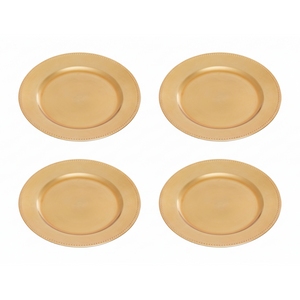 Set of 4 33cm Gold Finish Dotted Charger Plates | Dia