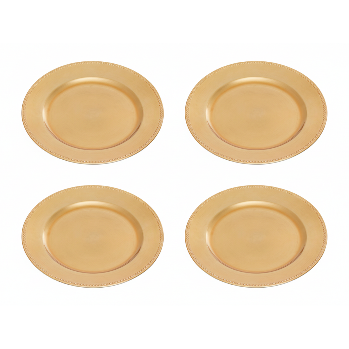 Set of 4 33cm Dia Gold Finish Dotted Charger Plates