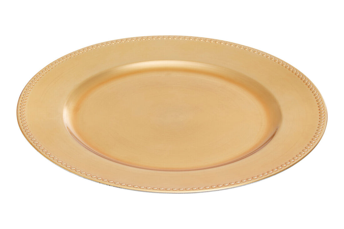 Set of 4 33cm Dia Gold Finish Dotted Charger Plates