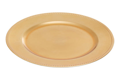 Set of 4 33cm Dia Gold Finish Dotted Charger Plates