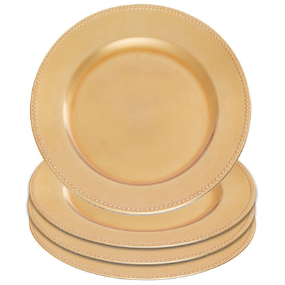 Set of 4 33cm Dia Gold Finish Dotted Charger Plates
