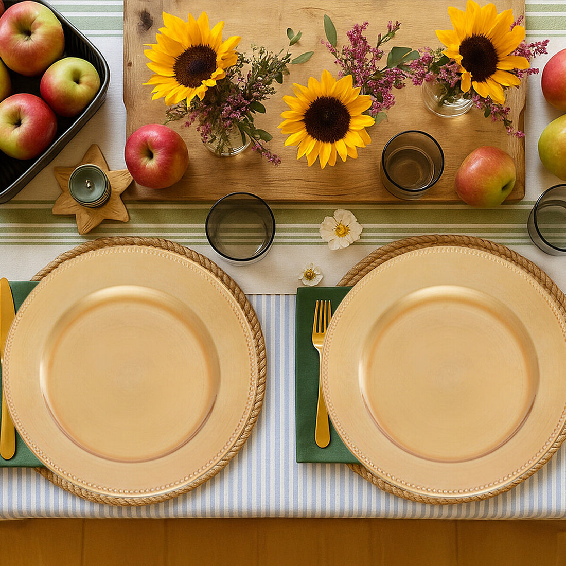 Set of 4 33cm Dia Gold Finish Dotted Charger Plates - Image 3