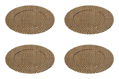 Set of Four 33cm Dia Pandanus Black and Natural Charger Plates