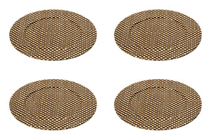 Set of Four 33cm Dia Pandanus Black and Natural Charger Plates