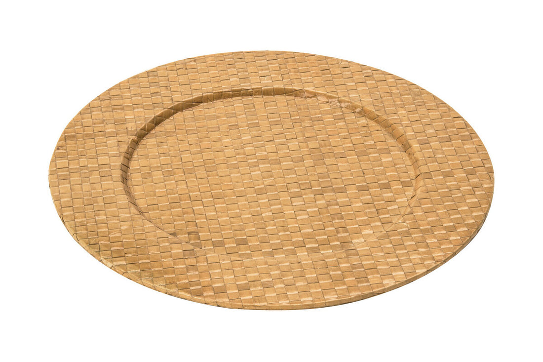 Set of Four 33cm Dia Pandanus Natural Charger Plates