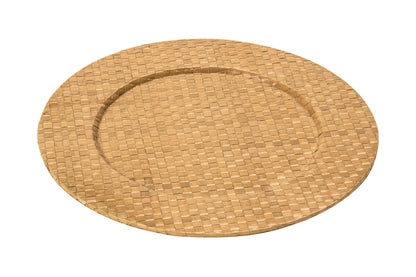 Set of Four 33cm Dia Pandanus Natural Charger Plates
